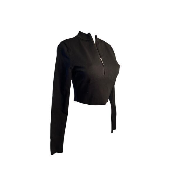 Nike Tops - Women M Nike Sportswear Black Chill Knit Crop Top Tee Shirt Sweater Zip FN4689
